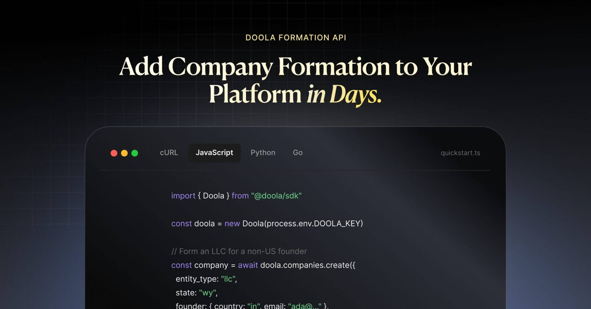 Introducing doola Formation API for B2B
